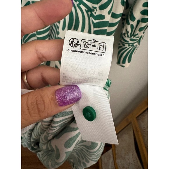 H&M Green Leaf Print Tiered Maxi Shirt Dress Women's Size S Boho Vacation Resort - Picture 6 of 11